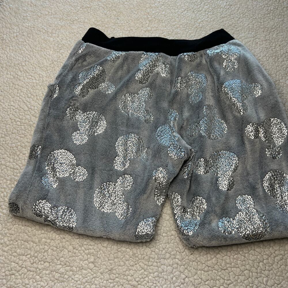 Disney Silver Sequin Mickey Jogger Sleep Pants Medium - Picture 8 of 12